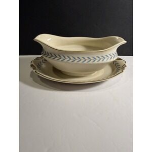 Vintage Syracuse China Old Ivory Gravy Boat Sherwood Blue Laurel